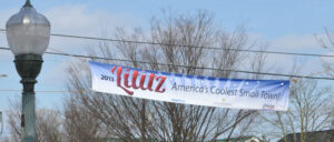 'Coolest Small Town' banner over Lititz, PA