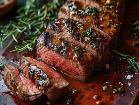 Sliced grilled steak with rosemary Hershey Farm Resort dining Lancaster PA