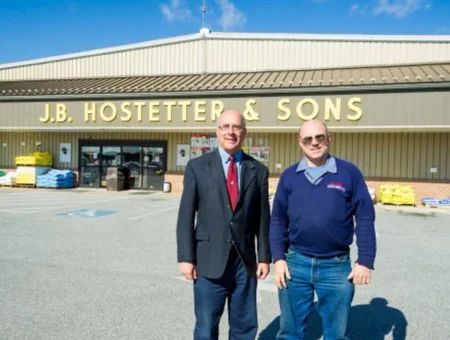 J.B. Hostetter and Sons store owners outside their Lancaster PA location