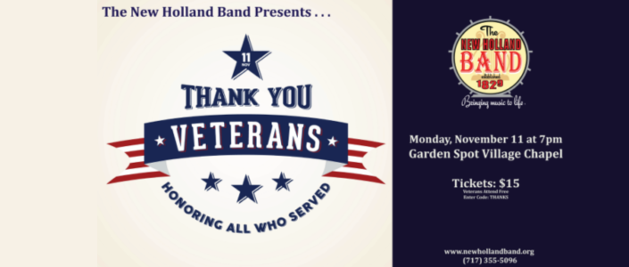 An Image Representing The New Holland Band Presents &Quot;Thank You Veterans&Quot; In Lancaster County, Pa