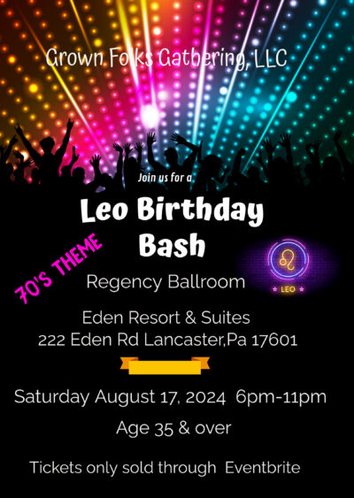 An Image Representing Leo Birthday Bash/70'S Theme With Grown Folks Gathering In Lancaster County, Pa