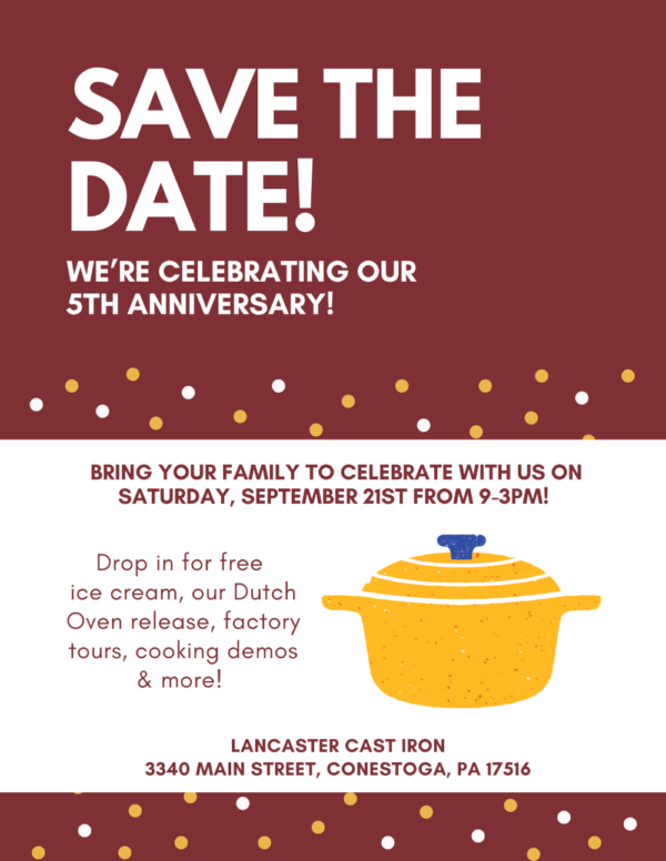 An Image Representing Lancaster Cast Iron 5Th Anniversary In Lancaster County, Pa