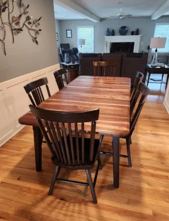 Wooden dining table and chairs by George's Furniture in a Lancaster PA home