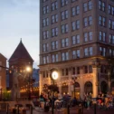 Outdoor dining on Penn Square during First Friday in Lancaster City PA
