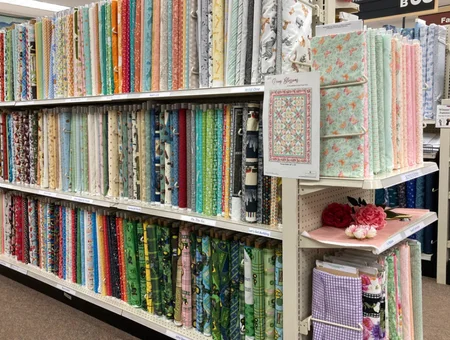 Quilting fabric and sewing notions aisle at Good's Store Lancaster County PA