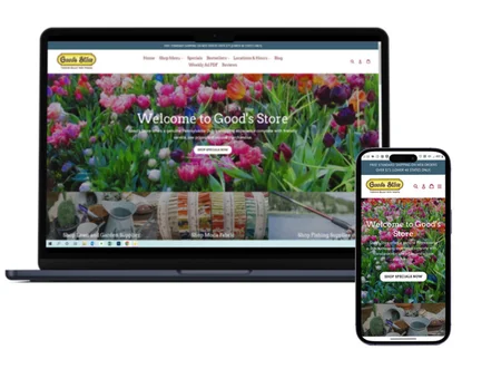 Good's Store online shopping website displayed on laptop and mobile phone Lancaster County PA