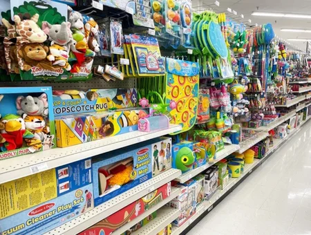 Kids toy aisle with stuffed animals games and outdoor toys at Good's Store Lancaster County PA