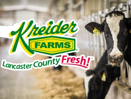 Kreider Farms logo with dairy cow, Lancaster County Fresh in Lancaster PA