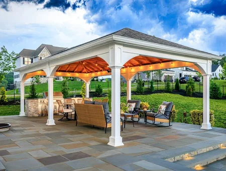 Pine Ridge Outdoor Living custom pergola and patio deck with string lights in Lancaster PA