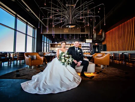 Weddings at Penn Square bride and groom portrait in elegant downtown Lancaster PA wedding venue