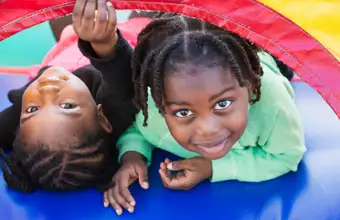 Kids playing inside a bounce house inflatable at a Lancaster PA amusement park