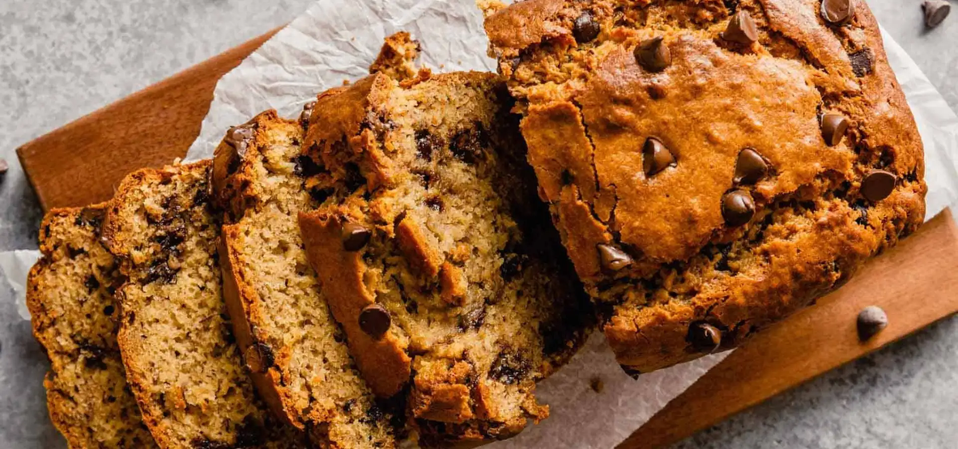Freshly sliced chocolate chip banana bread from the bakery at Hershey Farm Restaurant in Strasburg Lancaster County PA