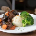 Huckleberrys Restaurant braised beef with mashed potatoes and broccoli - dining near Sight and Sound Theatre Lancaster PA