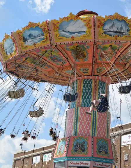 Swing ride carousel at the York Fair annual festival in York PA near Lancaster County