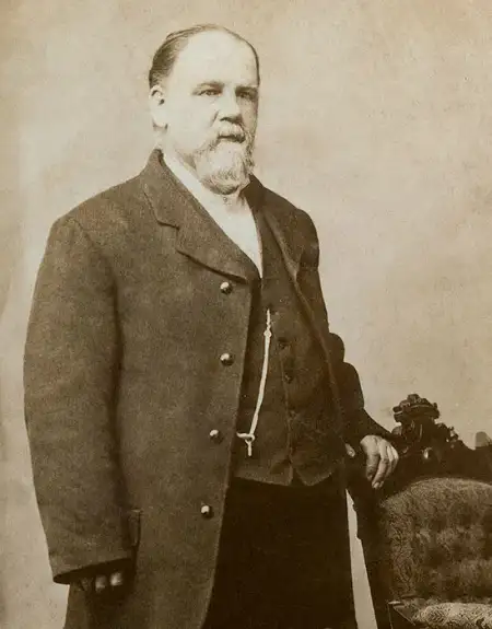 Historic portrait photo of Julius Sturgis founder of the first commercial pretzel bakery in Lititz Lancaster County PA
