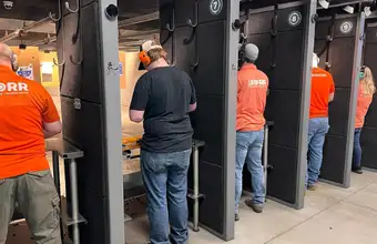 Shooters at an indoor shooting range in Lancaster PA