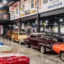 Vintage and classic car collection inside Barry's Car Barn in Lancaster PA