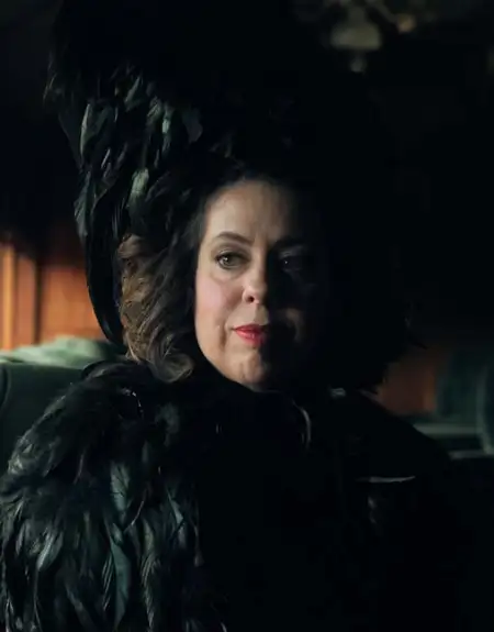 Costumed character actress on the murder mystery dinner train at Strasburg Rail Road in Lancaster County PA