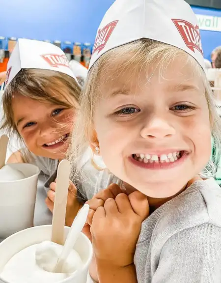 Kids making ice cream at the Turkey Hill Experience interactive attraction in Columbia Lancaster County PA