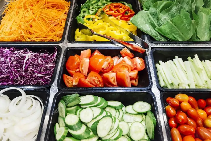 Fresh salad bar with vegetables and toppings at The Restaurant at Oregon Dairy in Lancaster PA
