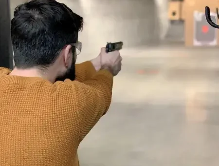 Indoor pistol shooting lane at Prince Morr shooting range in Lancaster County PA