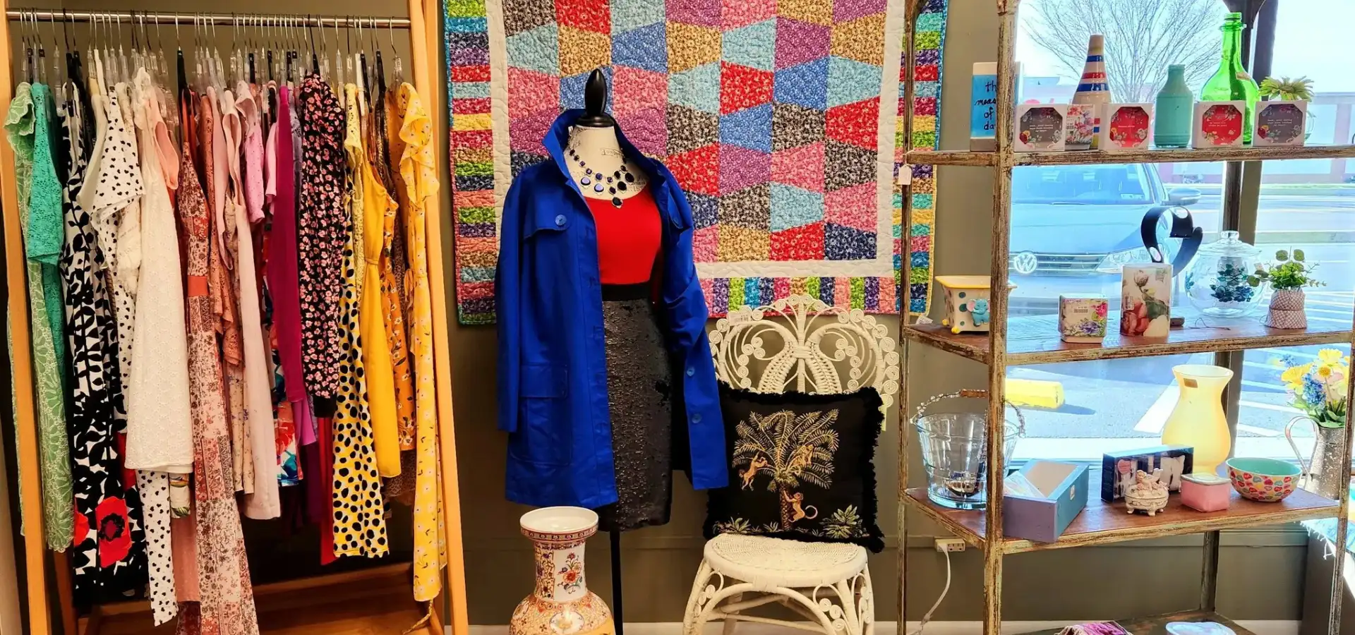 Antique collectibles and secondhand clothing at New Holland Re-Uzit antique shop Lancaster County PA