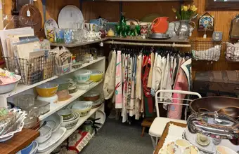 Vintage dishes clothing and collectibles at Cackleberry Farm Antique Mall in Lancaster County PA