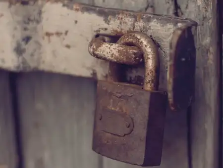Rusty padlock clue at Escape Room Lancaster PA live escape room experience