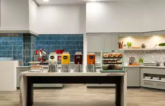 Modern breakfast buffet station at DoubleTree Resort family friendly hotel in Lancaster PA