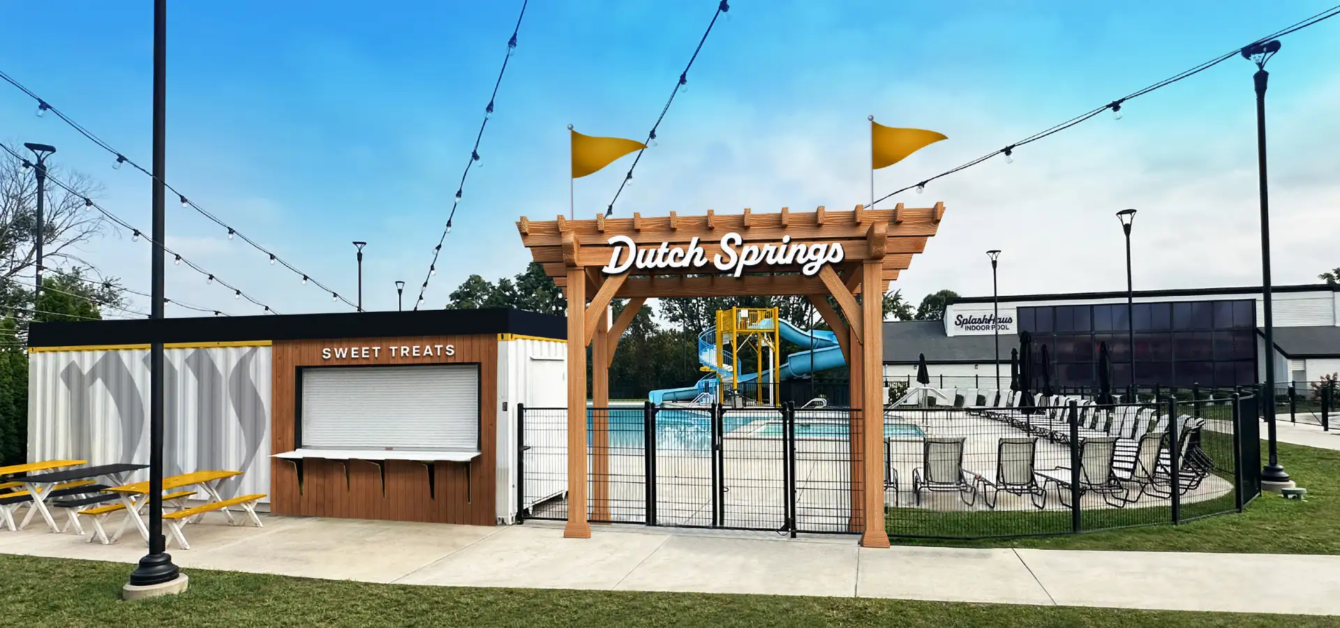 Family-friendly hotel with outdoor pool and water slide at Dutch Wonderland Inn in Lancaster PA