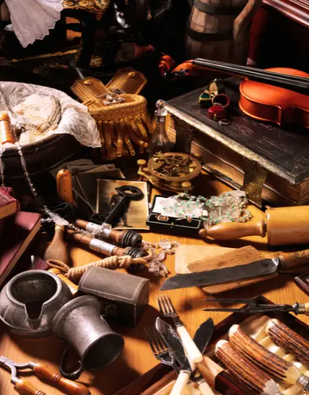Vintage antiques tools and collectibles spread at Lancaster County PA flea market