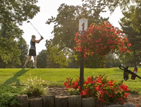 Golfer teeing off at Doubletree Golf Course in Lancaster County PA