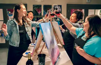 Group painting with a twist wine and canvas class in Lancaster County PA