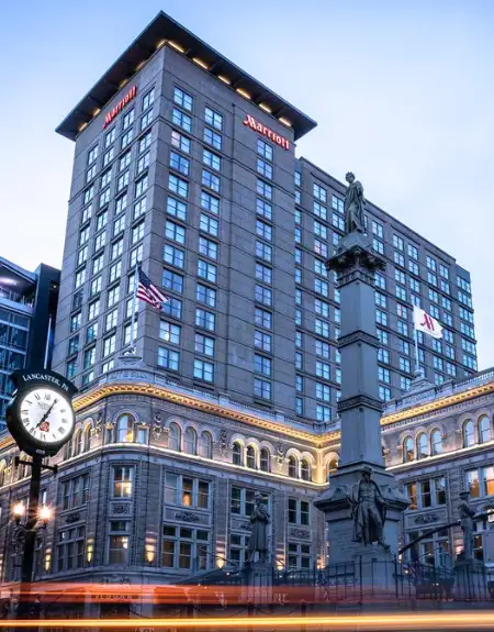 Lancaster Marriott at Penn Square hotel exterior in downtown Lancaster PA