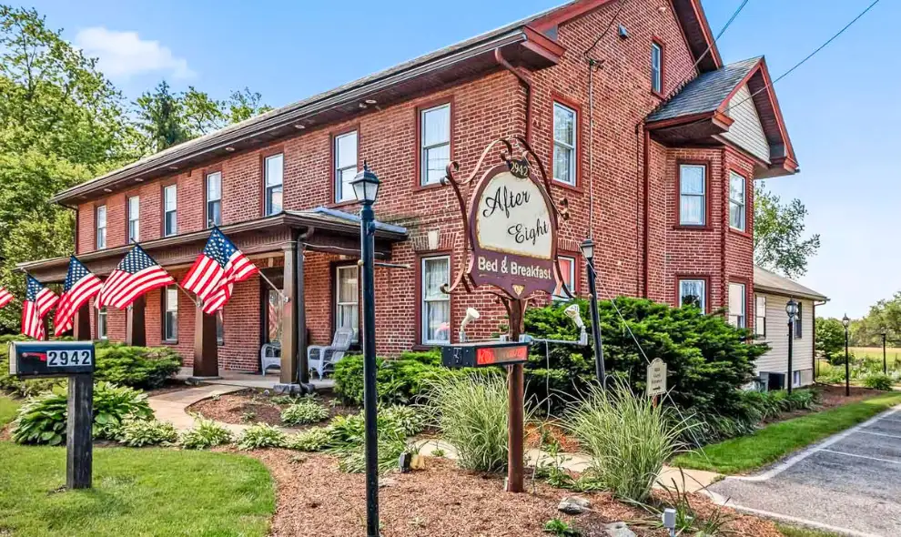 After Eight Bed and Breakfast historic brick building exterior in Lancaster PA