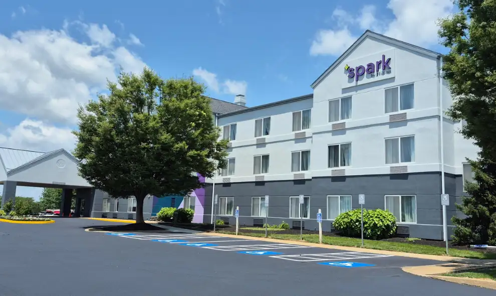 Spark by Hilton hotel exterior near Spooky Nook Sports in Lancaster PA