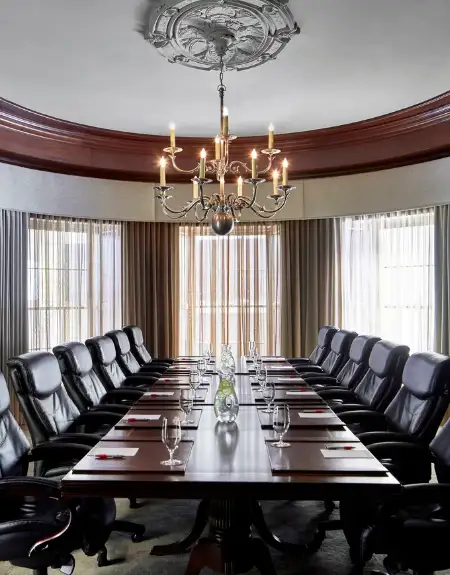 Executive boardroom with chandelier at Lancaster County Convention Center in Lancaster PA