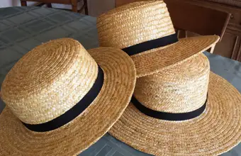 Traditional Amish straw hats souvenir at Dutch Haven gift shop in Lancaster County PA