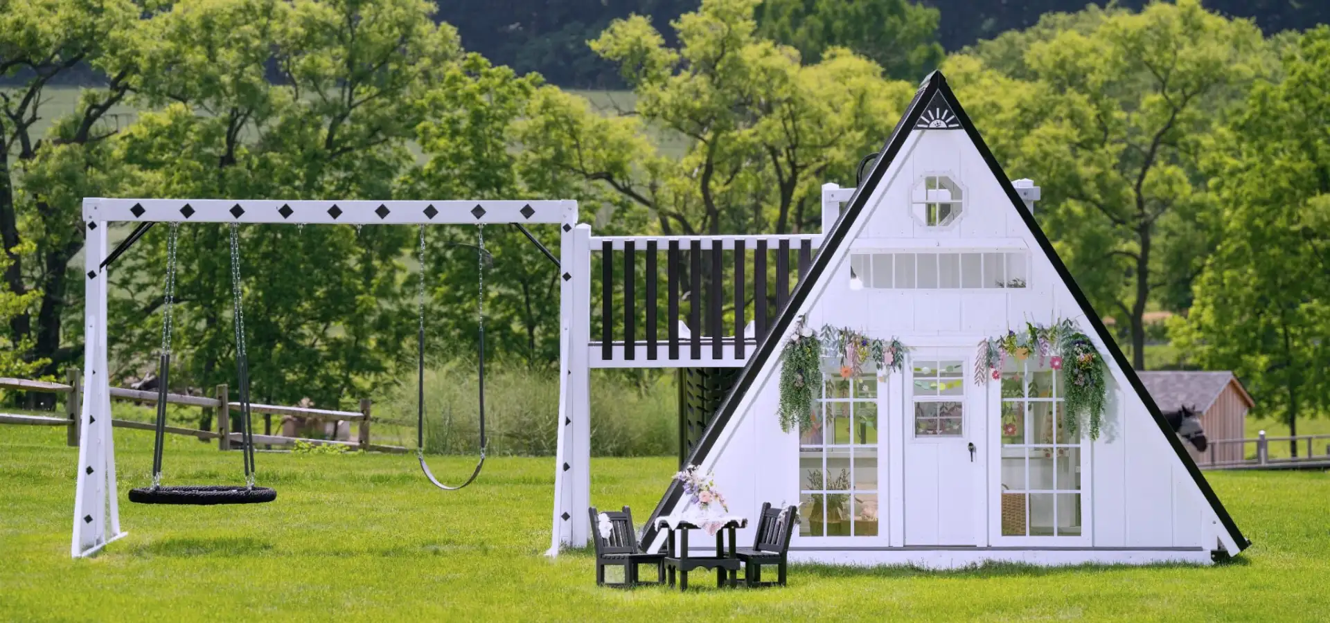 Amish-made wooden swing sets and outdoor playsets at King Swings in Parkesburg Lancaster County PA