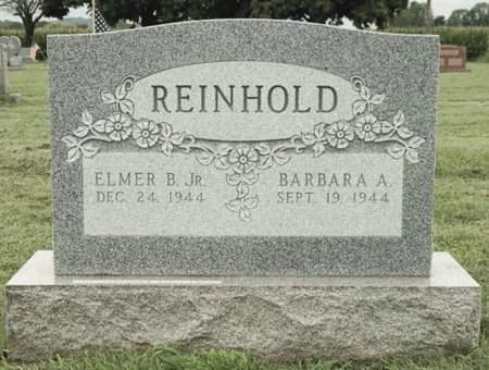 Weaver Memorials custom engraved granite headstone with floral design for couple in Lancaster PA