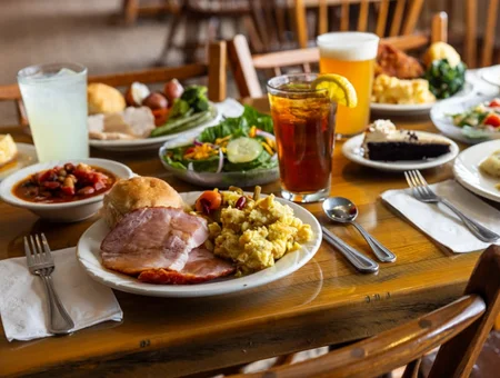 Ham dinner plate with sides at Miller's Smorgasbord, Lancaster PA