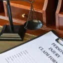 Personal injury claim form and scale of justice representing Hagelgans and Veronis in Lancaster PA