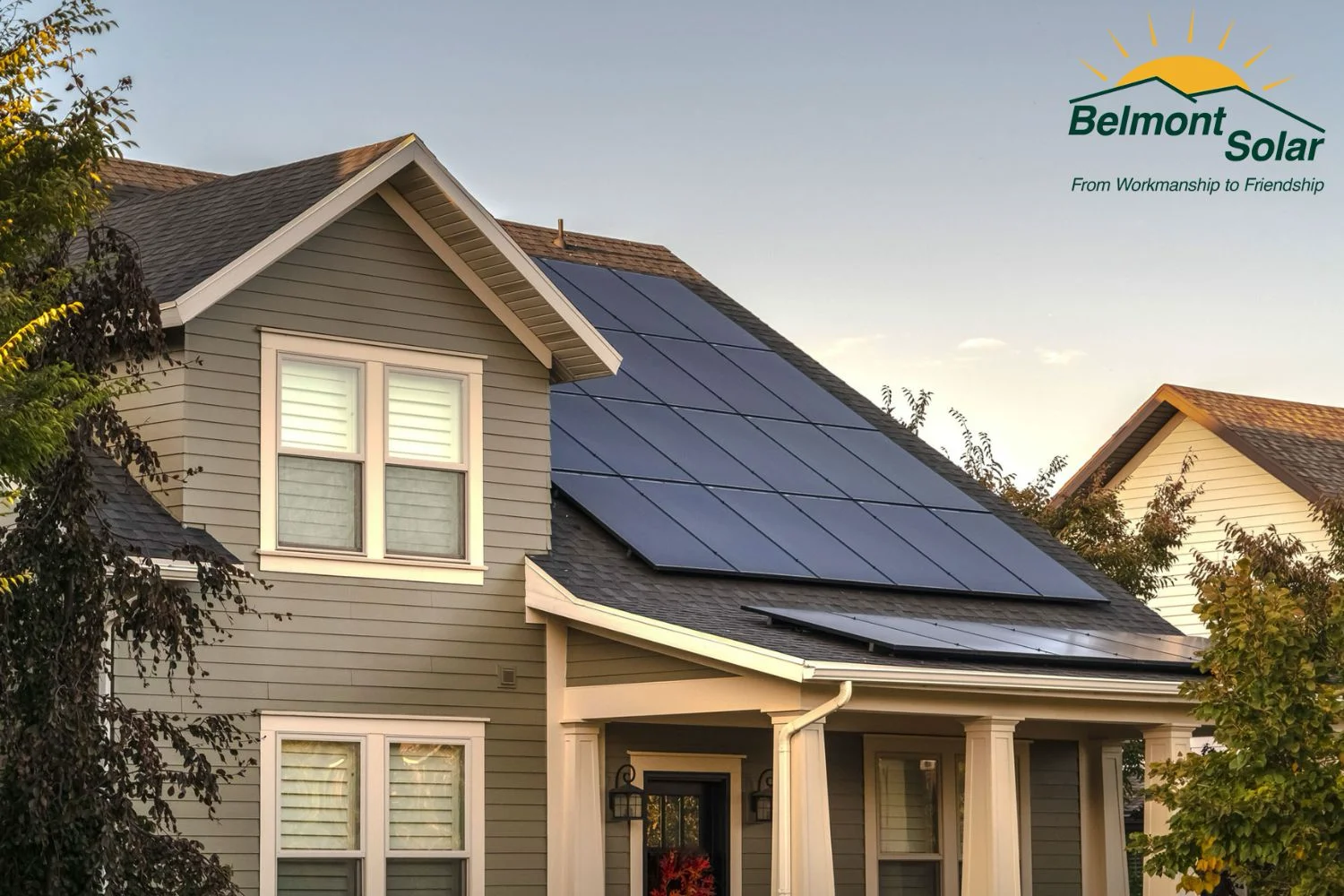 Two story home with solar panels covering the roof by Belmont Solar in Lancaster County PA
