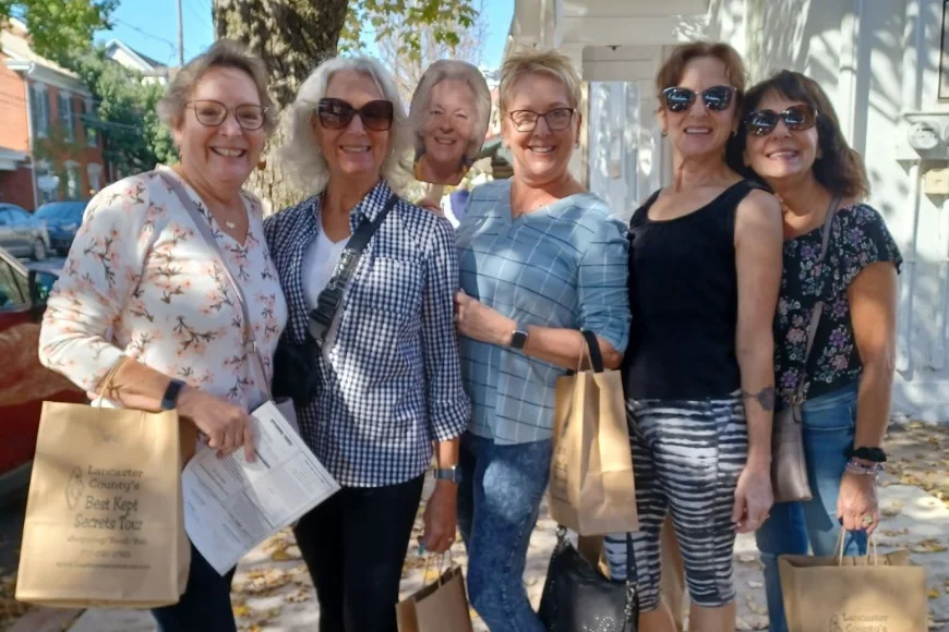 Group of women with shopping bags on the Best Kept Secrets Tour in Lancaster PA