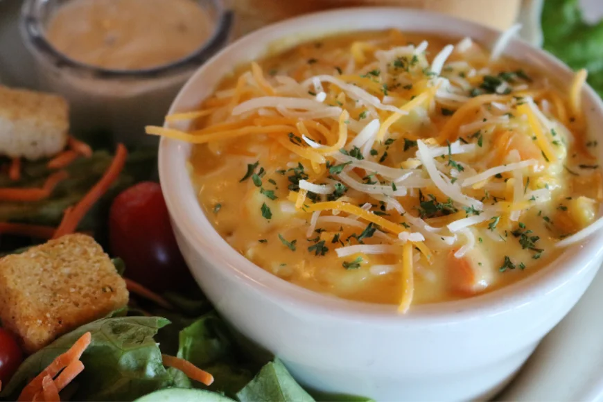 Cheesy potato soup with shredded cheddar at Casey Jones Restaurant Lancaster PA