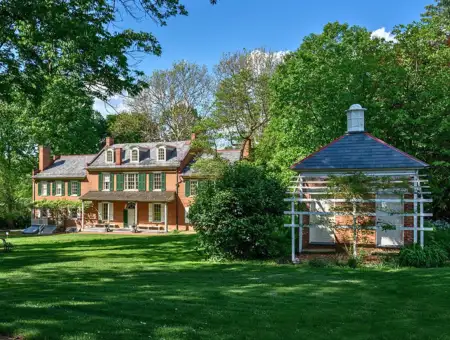 Wheatland historic mansion and gazebo on green lawn in Lancaster PA