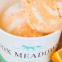 Fox Meadow Creamery orange scoop ice cream in Eastern Lancaster County, Pennsylvania