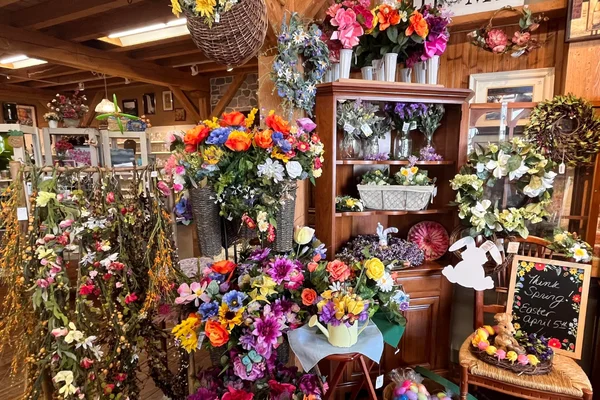 Faux flower and spring decor display at Freedom Thrift in Lancaster PA