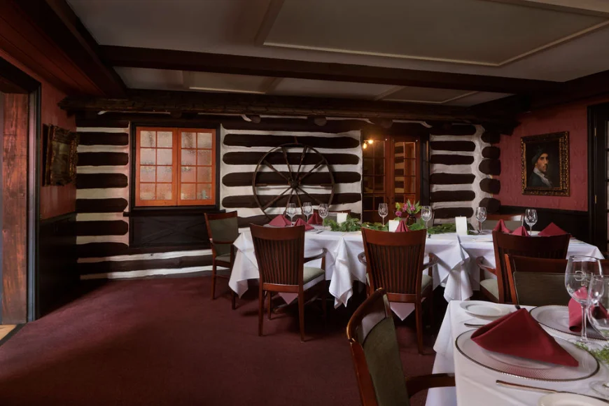 The Log Cabin Restaurant rustic dining room set for private event in Lancaster PA