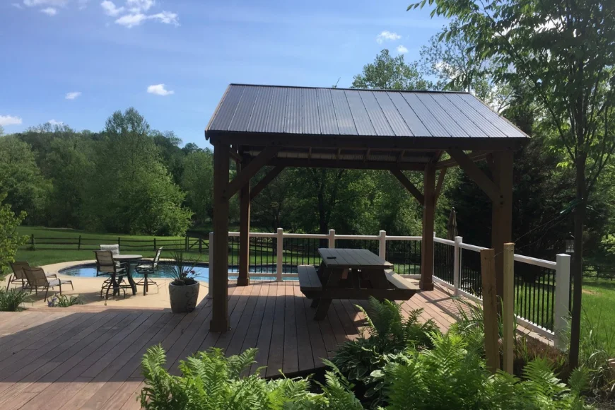 Outdoor pavilion and pool deck at Shallowbrook Farm in Lancaster PA
